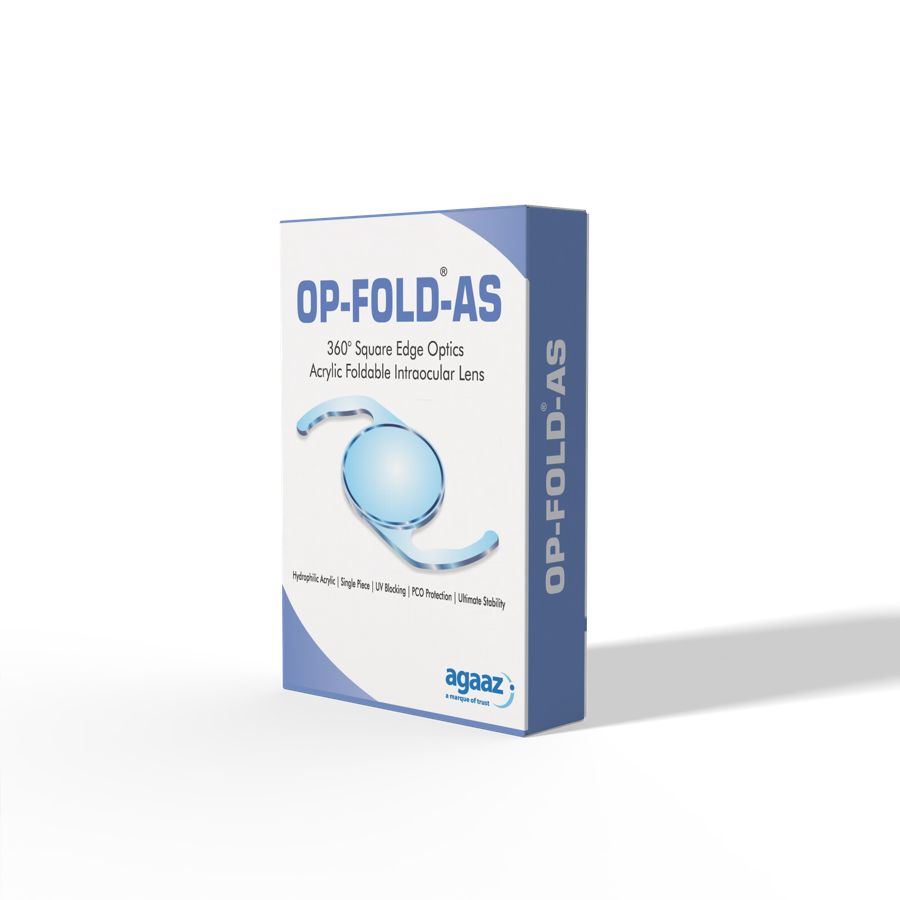 OP-FOLD AS hydrophilic acrylic foldable IOL, most exported intraocular lens from India by Agaaz Ophthalmics