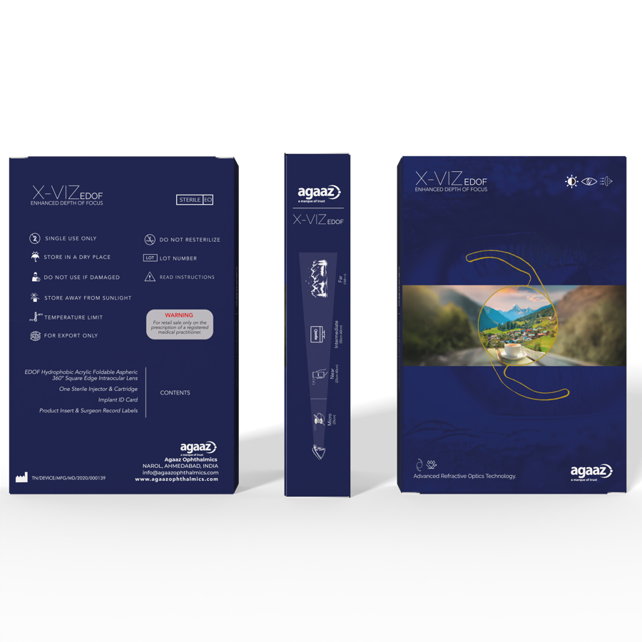 X-VIZ EDOF extended depth of focus intraocular lens India, continuous distance-to-intermediate vision